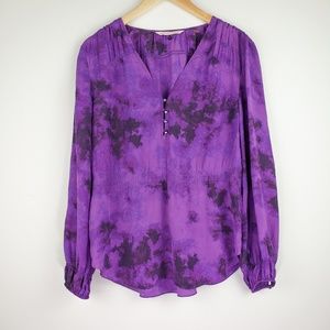 Rebecca Taylor Silk Tie Dye Peplum Blouse Top